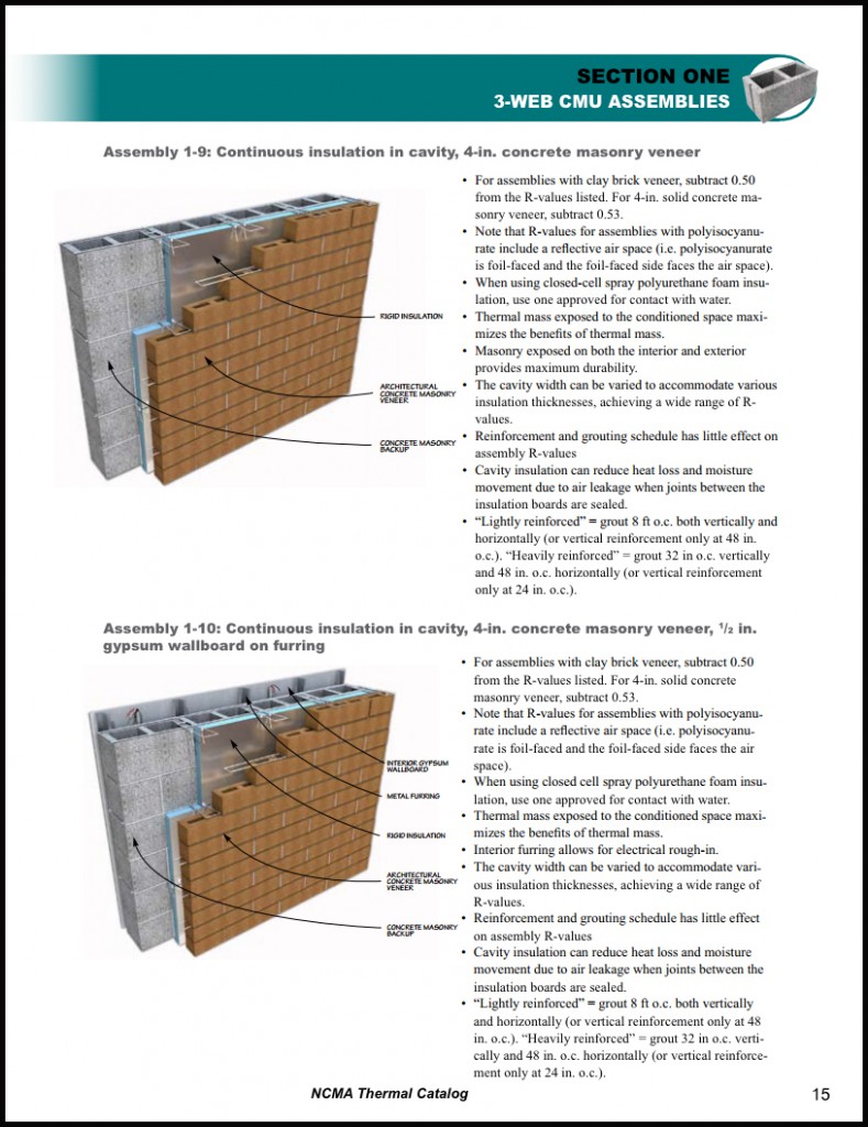 Screenshot from NCMA Thermal Catalog