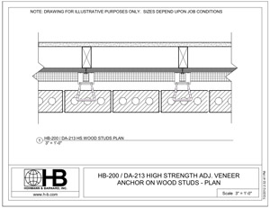 HB-200-DA-213HS WOOD STUD BACKUP - PLAN