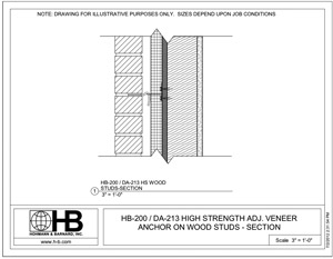 HB-200-DA-213HS WOOD STUD BACKUP - SECTION