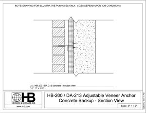 HB-200 DA-213 concrete backup - section view